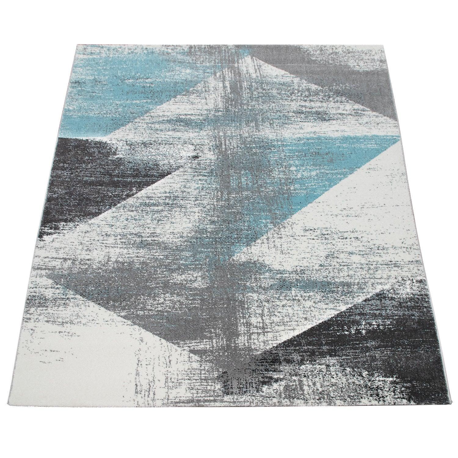 Modern Area Rug Mero Abstract Design - Grey Blue RugYourHome