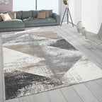 Modern Area Rug Mero Abstract Design - Grey White Brown RugYourHome