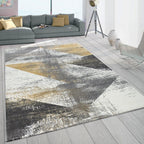 Modern Area Rug Mero Abstract Design - Grey White Yellow RugYourHome