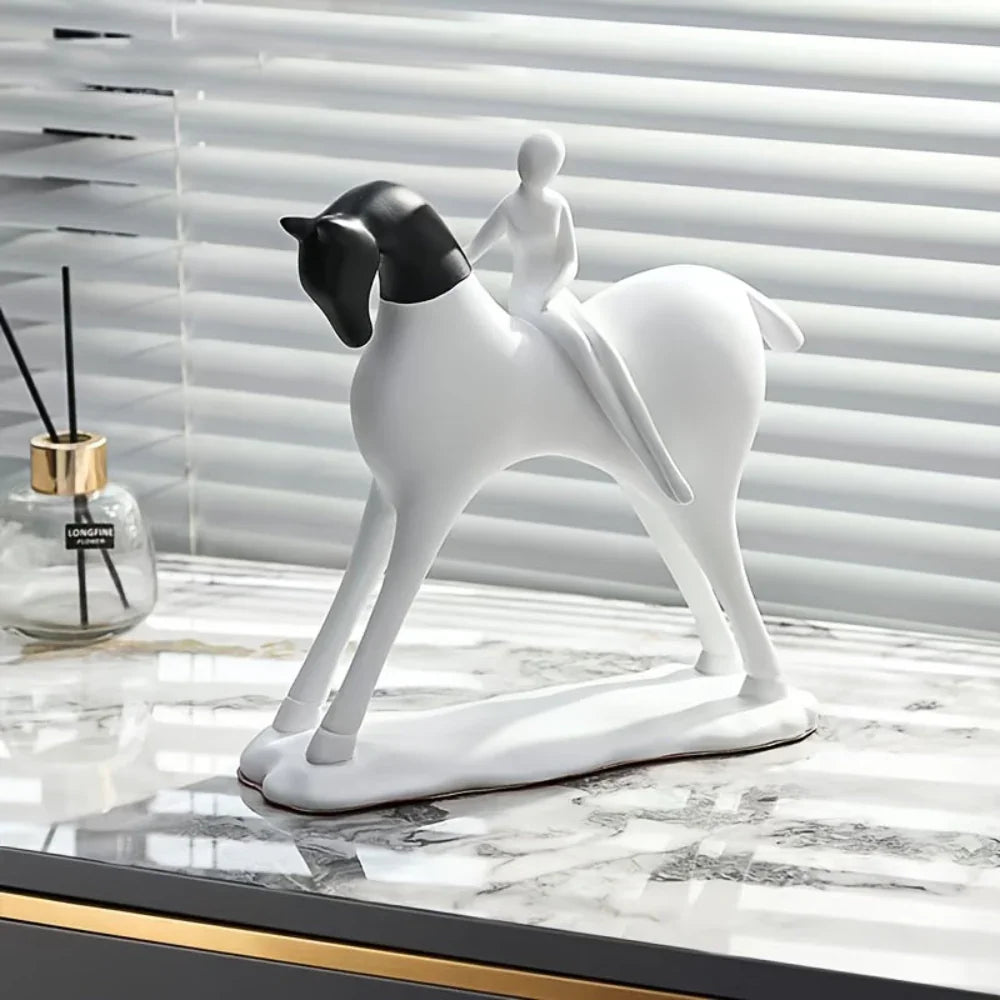 Modern Artistic Horse and Rider Statue - House Of Avana