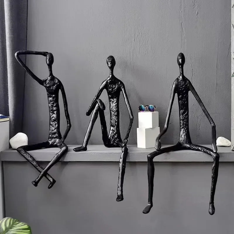 Modern Black Figure - Abstract Iron Sculpture, front view - House Of Avana