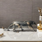 Black panther figurine, modern metal design, sleek finish - House of Avana