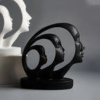 Modern Black Resin Family of Three Sculpture - Artistic Multi-Face Design for Living Room, Wine Cabinet, or Bookshelf Decor, Indoor Use, No Power Needed, Home Decor - House Of Avana