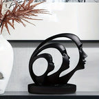 Modern Black Resin Family of Three Sculpture - Artistic Multi-Face Design for Living Room, Wine Cabinet, or Bookshelf Decor, Indoor Use, No Power Needed, Home Decor - House Of Avana
