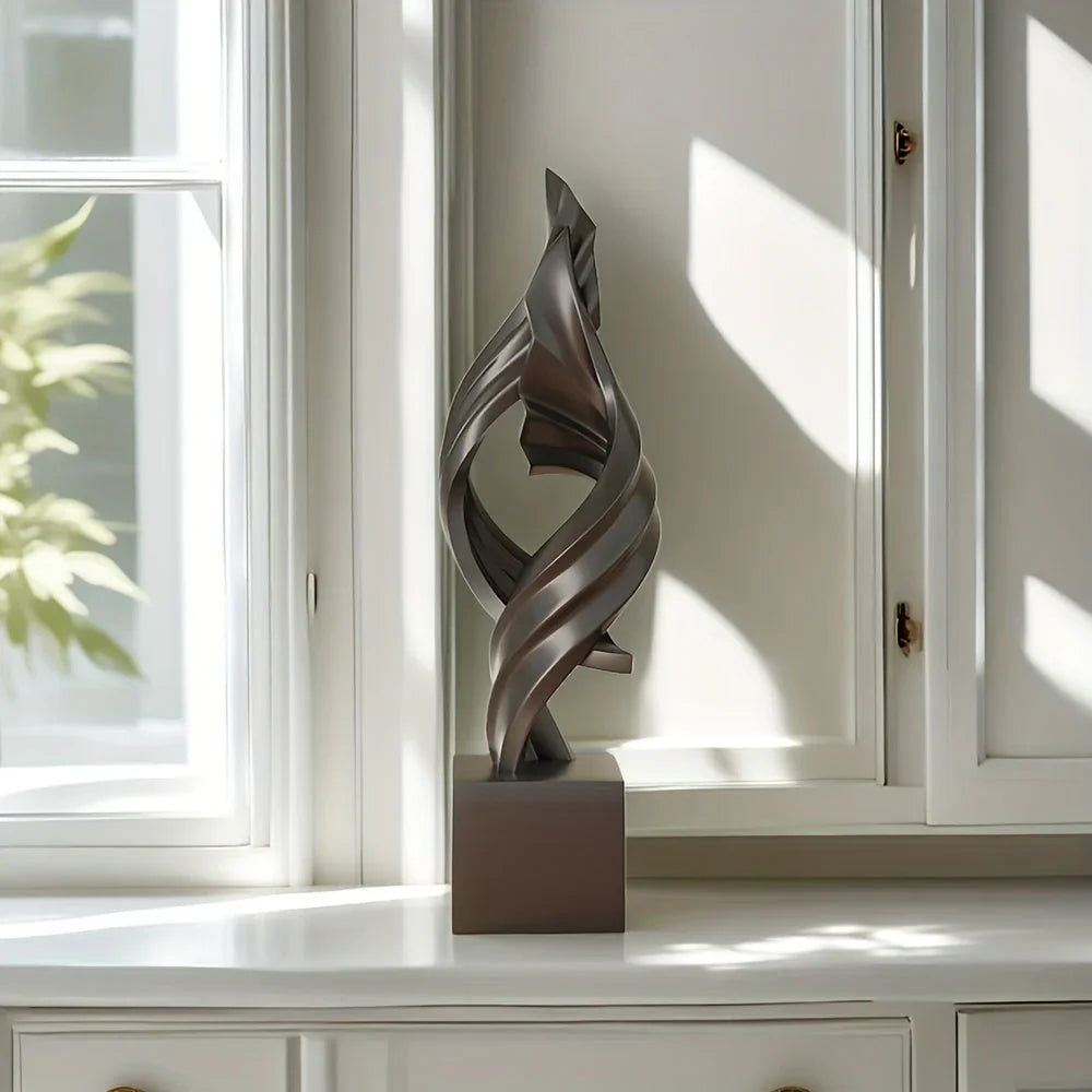 Modern black resin statue, abstract art sculpture - House of Avana