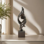Modern black resin statue, abstract art sculpture - House of Avana