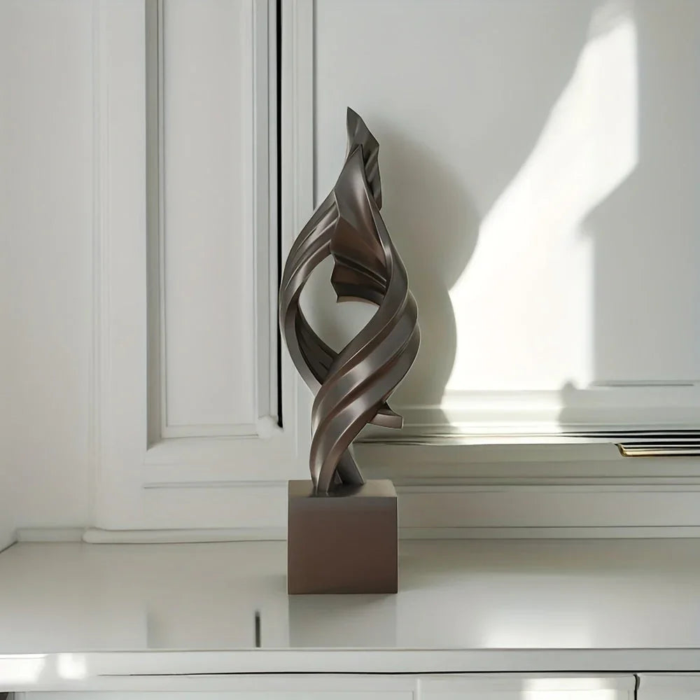 Modern black resin statue, abstract art sculpture - House of Avana