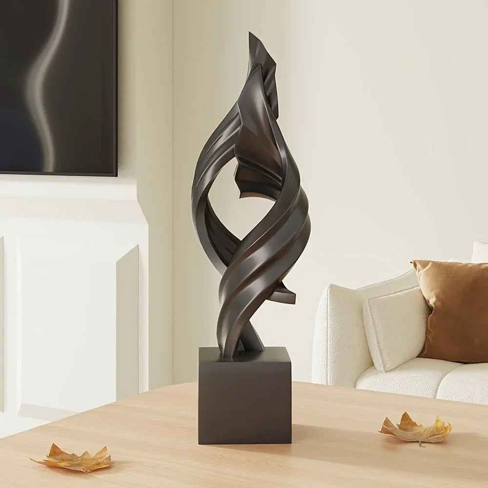 Modern black resin statue, abstract art sculpture - House of Avana