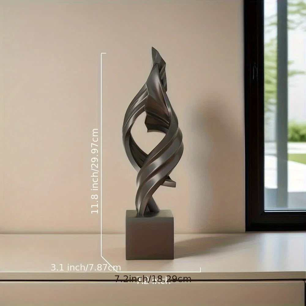 Modern black resin statue, abstract art sculpture - House of Avana