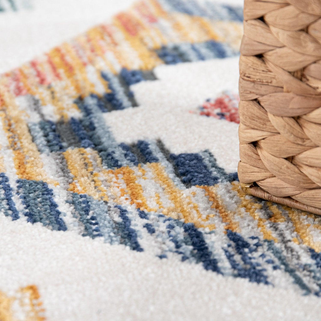 Modern Boho Rug with colorful Diamond Pattern in Cream RugYourHome