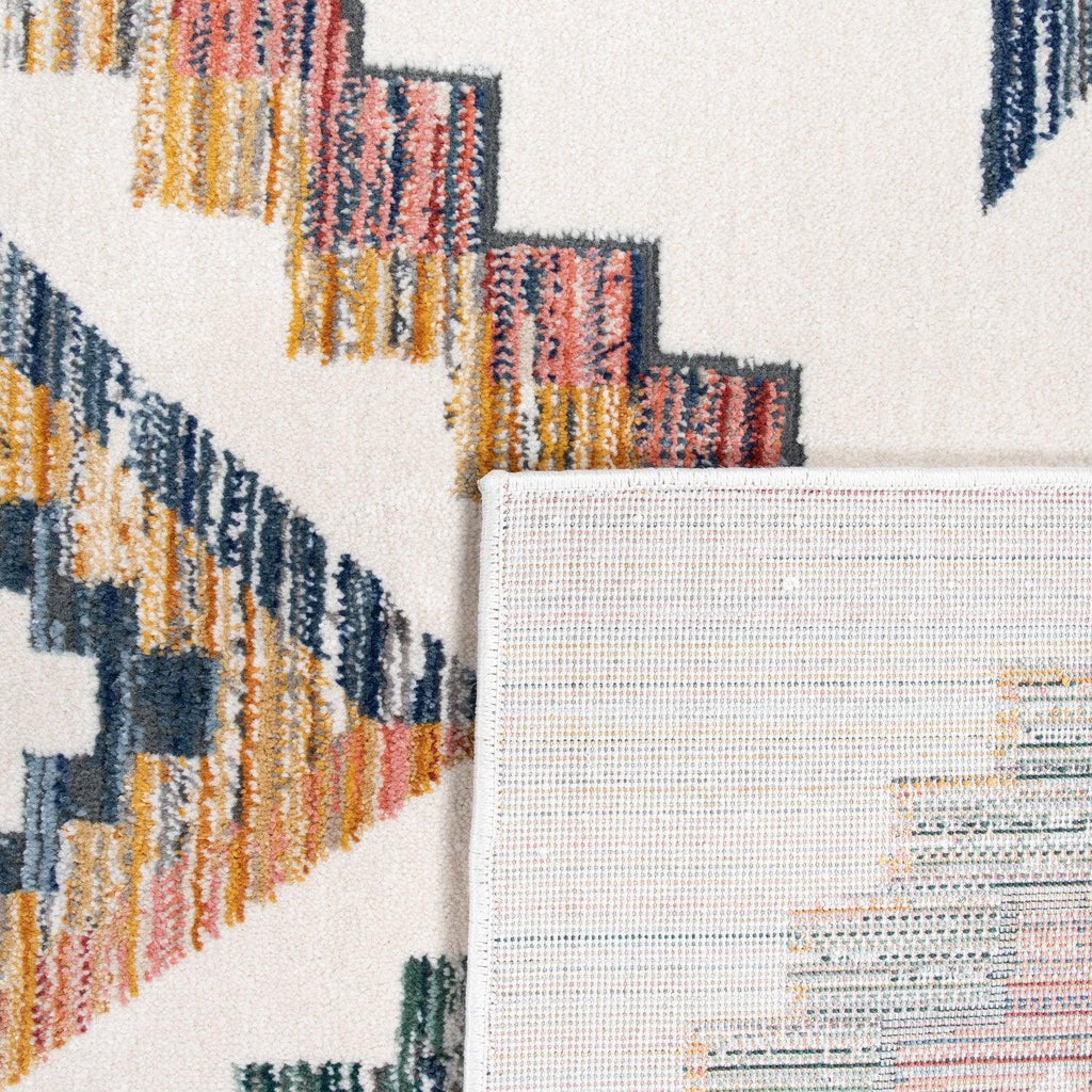 Modern Boho Rug with colorful Diamond Pattern in Cream RugYourHome