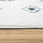 Modern Boho Rug with colorful Diamond Pattern in Cream RugYourHome