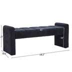 Modern Boucle End of Bed Bench - Extra Long 54" Bedroom Ottoman with Arm, Sturdy Hardwood Frame, Space-Saving Design for Living Room, Hallway, Bedroom - No Assembly Required, Matte Black Finish, Bench for Bedroom, Cozy Seatin House Of Avana