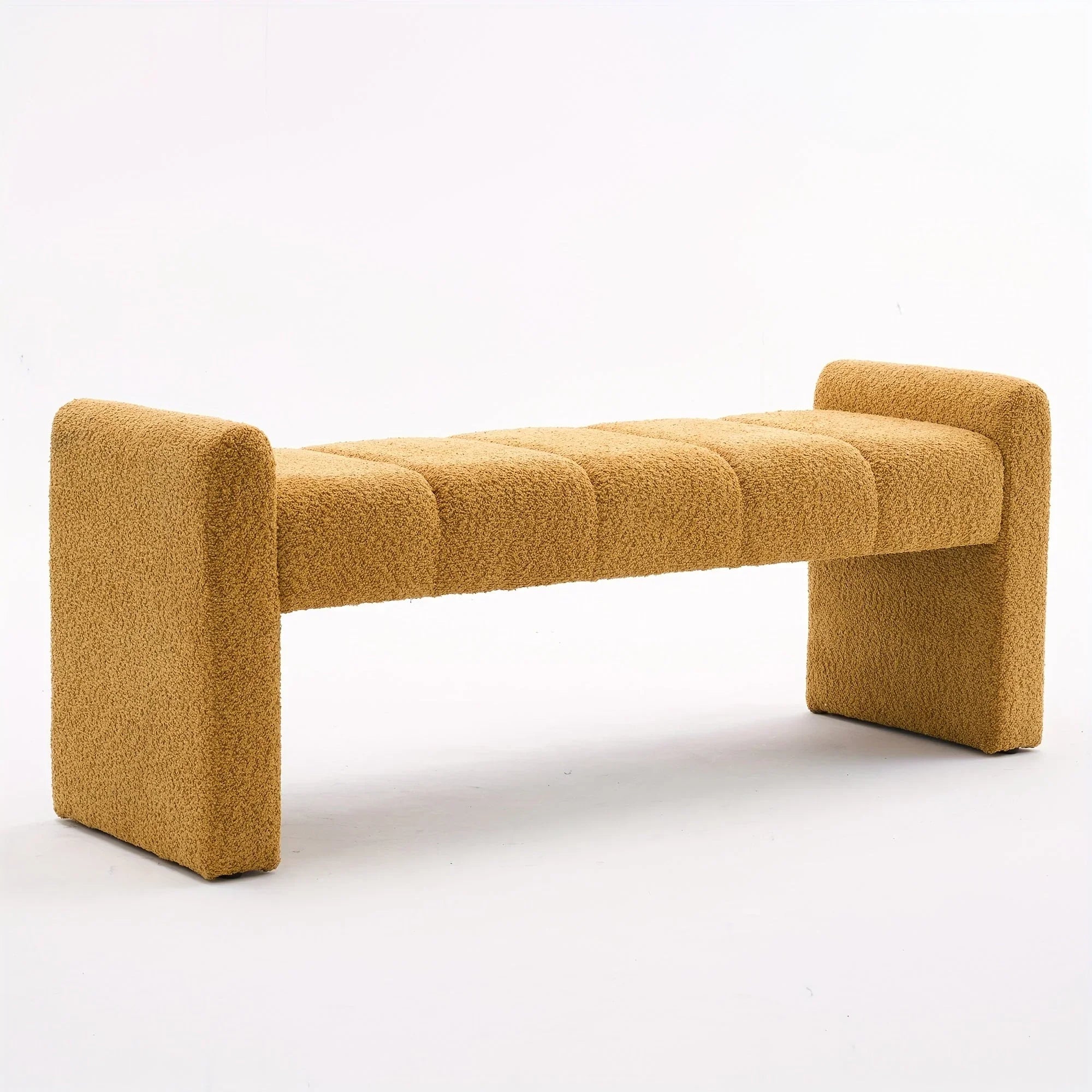 Modern Boucle End of Bed Bench - Extra Long 54" Bedroom Ottoman with Arm, Sturdy Hardwood Frame, Space-Saving Design for Living Room, Hallway, Bedroom - No Assembly Required, Matte Black Finish, Bench for Bedroom, Cozy Seatin House Of Avana