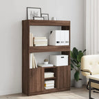 Furniture set, HighboardBrown Oak 92x33x140 cm Engineered Wood, Modern Minimalist, Art Deco, Ample Storage, Ergonomic, Multi-functional, Easy Installation withHardware Included, Suitable for Indoor/Outdoor, Housewarming Gift, House Of Avana