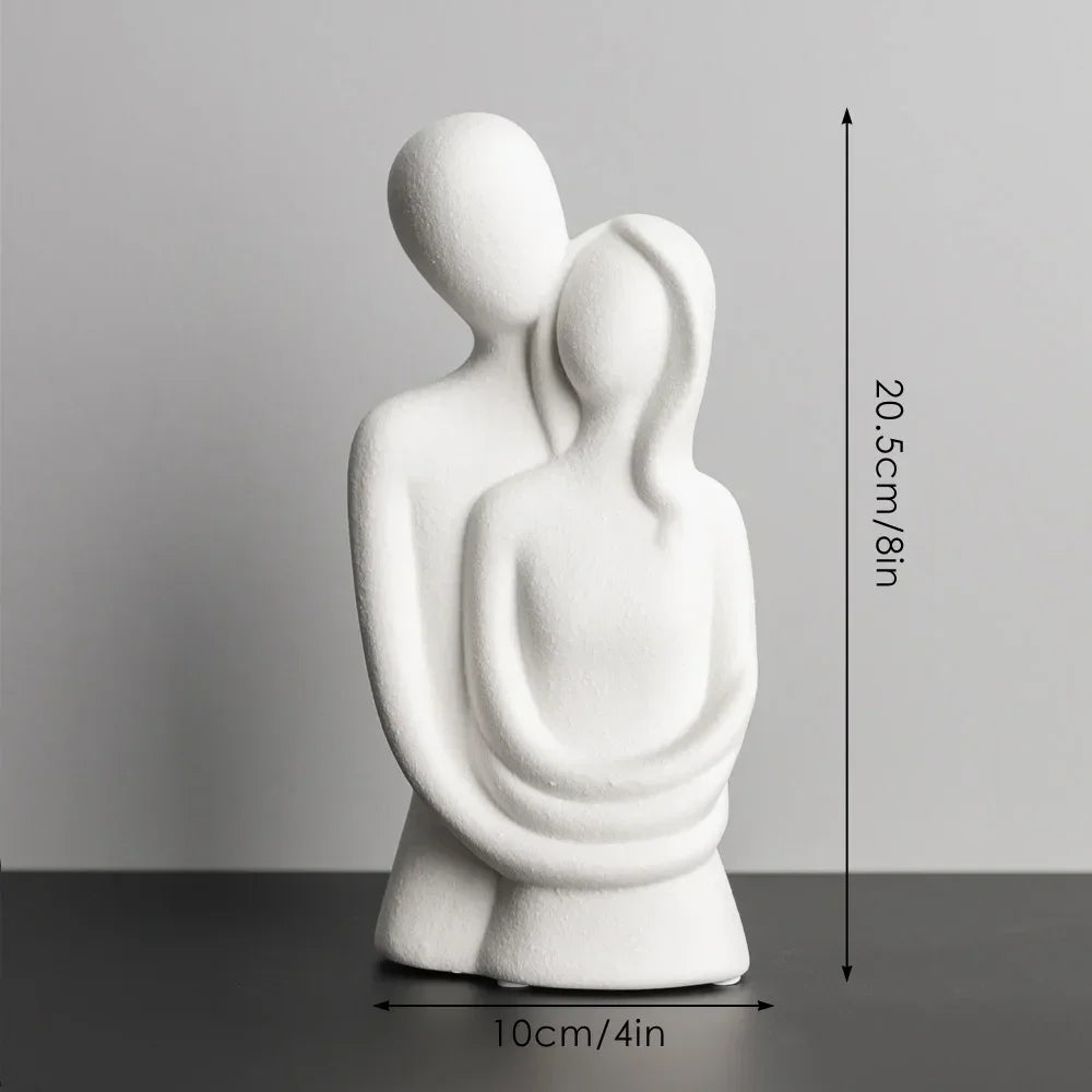 Modern Ceramic Hugging Couple Sculpture - House Of Avana