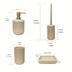 Modern Bathroom Set with Beige & Golden Accents - Includes Soap Dispenser, Toilet Brush Holder, Toilet Paper Holder, and Tray - Elegant Bathroom Organizer for Vanity, Or Bathroom Decor, Vanity Storage, Sleek Design, Durable C House Of Avana