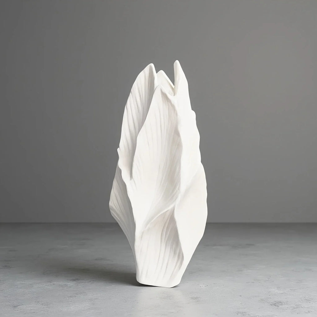 White ceramic tall vase, modern minimalist design - House of Avana