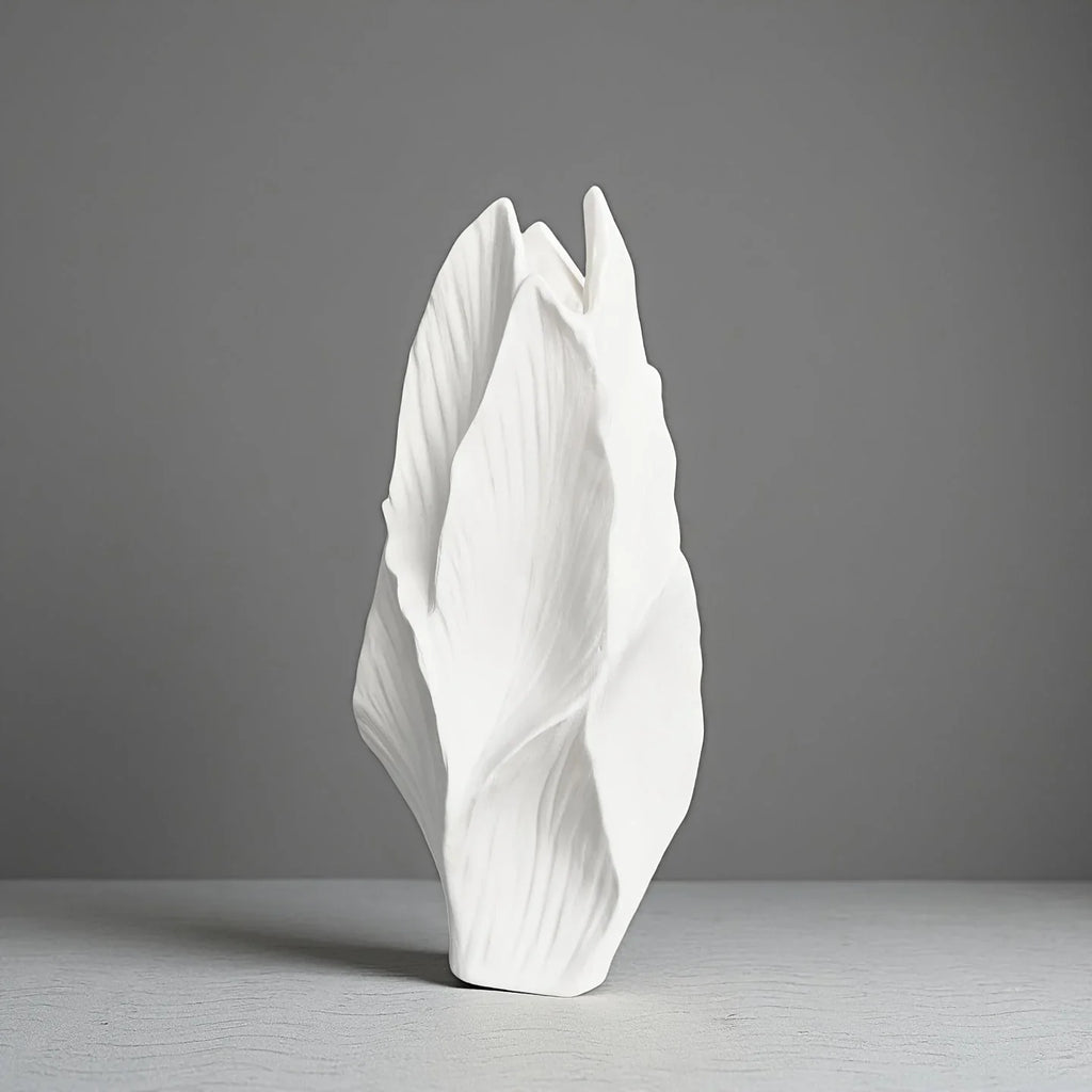 White ceramic tall vase, modern minimalist design - House of Avana