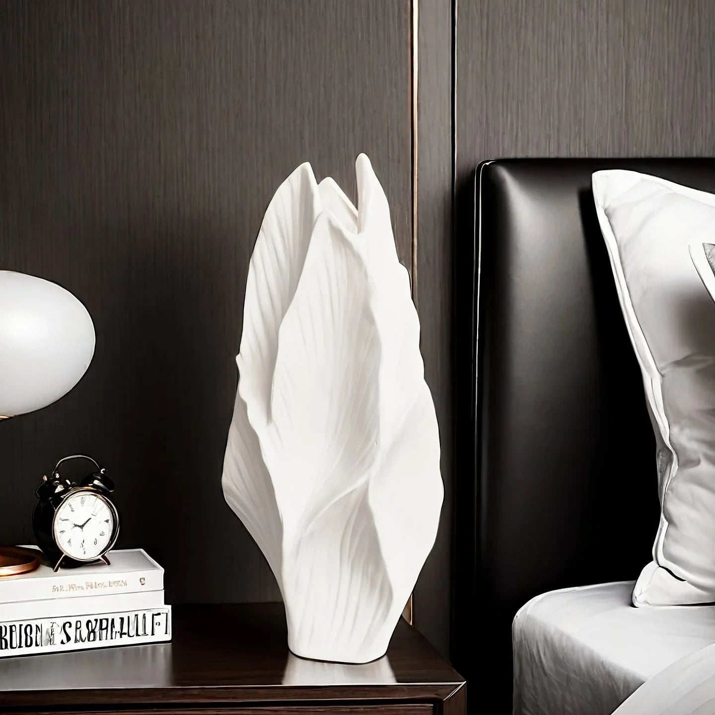 White ceramic tall vase, modern minimalist design - House of Avana