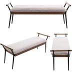 Modern Chenille Entryway Bench with Arms - Upholstered Ottoman Bench with Metal Legs, 3.2+ Cubic Feet Storage, 27" Height, Vintage Style Hardwood Frame & Soft Cushioned Seat for Bedroom, Living Room, Entryway - Elegant Footst House Of Avana