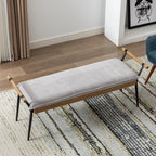 Modern Chenille Entryway Bench with Arms - Upholstered Ottoman Bench with Metal Legs, 3.2+ Cubic Feet Storage, 27" Height, Vintage Style Hardwood Frame & Soft Cushioned Seat for Bedroom, Living Room, Entryway - Elegant Footst House Of Avana
