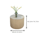 Modern Concrete Round Side Table - Versatile Roman Column Design, Low Sofa Table for Living Room, No Assembly Required, Durable Pedestal Base, Perfect for Home Decor, Living Room Decor | Minimalist Table | Ribbed Texture, Cof House Of Avana