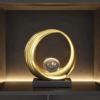 Crystal ball sculpture with golden base, modern abstract décor - House of Avana