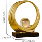 Crystal ball sculpture with golden base, modern abstract décor - House of Avana