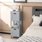 Modern Farmhouse 2-Drawer Bathroom Floor Cabinet with Shelf in Grey Wood Finish
