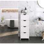 Modern Farmhouse 4-Drawer Bathroom Linen Floor Cabinet in White Wood Finish