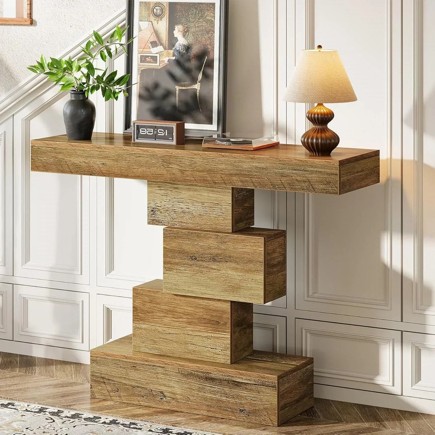 Modern Farmhouse 42-inch Entryway Accent Sofa Table in Light Brown Wood Finish