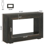 Modern Farmhouse 47-inch Long Sofa Table in Dark Grey Black Wood Finish