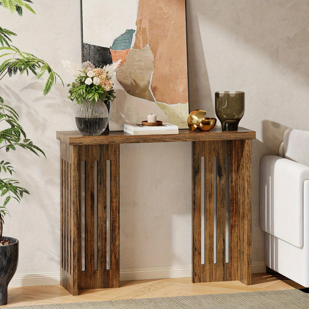 Modern Farmhouse Slim Console Table, 39 Inch Narrow Sofa Table, Living Room Table with Sturdy MDF Frame - Versatile Entryway Storage for Halls, Small Spaces and Behind Sectional Sofas House Of Avana