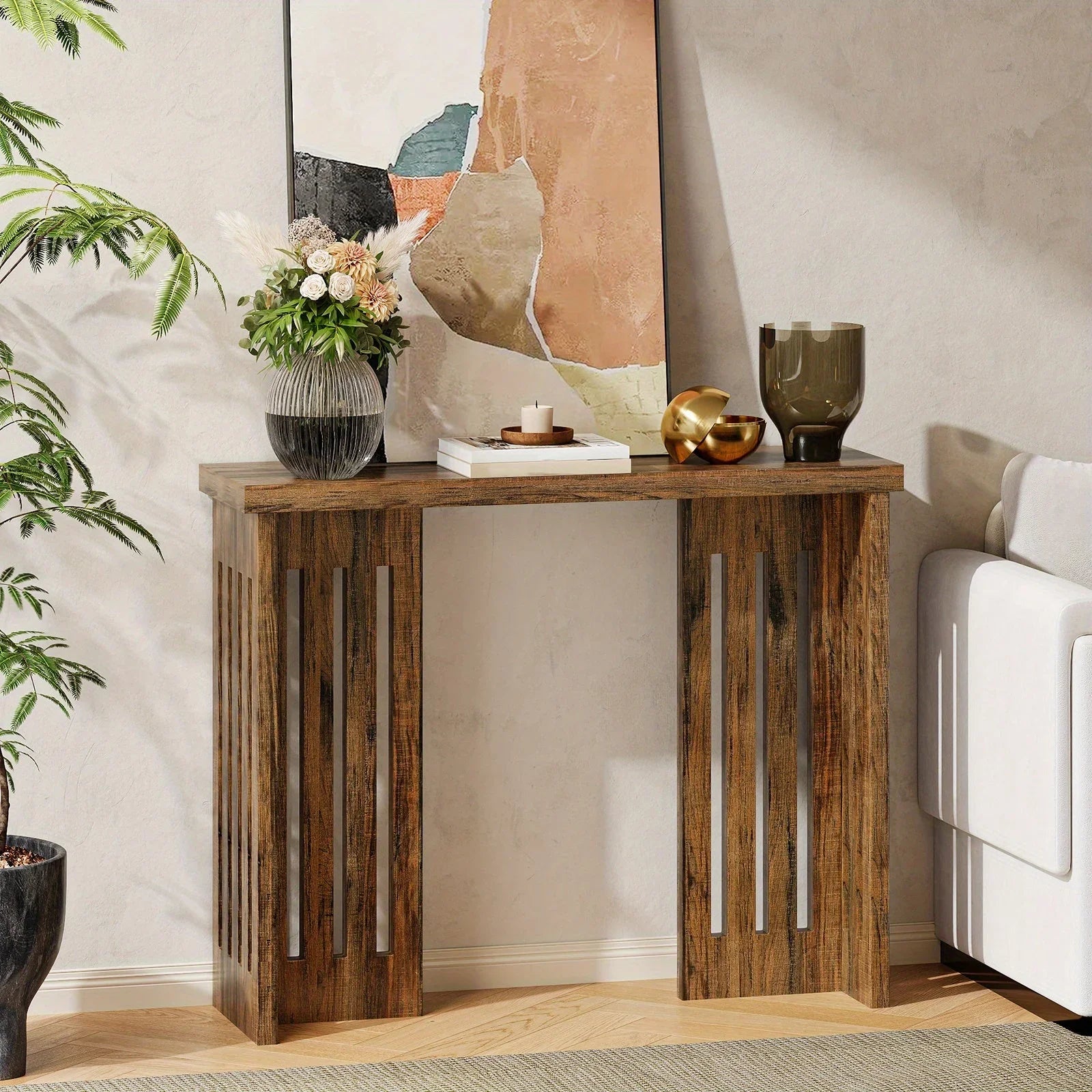 Modern Farmhouse Slim Console Table, 39 Inch Narrow Sofa Table, Living Room Table with Sturdy MDF Frame - Versatile Entryway Storage for Halls, Small Spaces and Behind Sectional Sofas House Of Avana