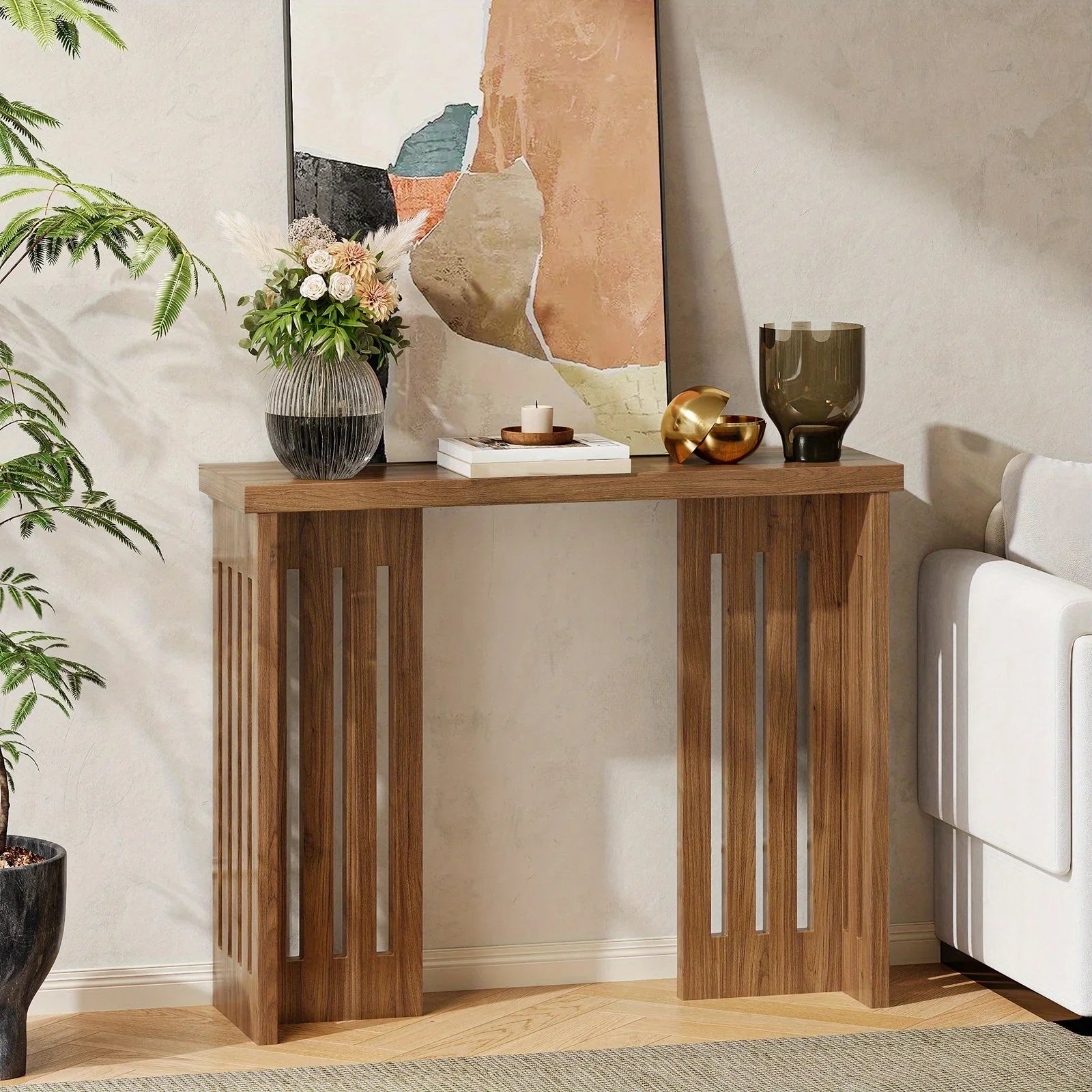 Modern Farmhouse Slim Console Table, 39 Inch Narrow Sofa Table, Living Room Table with Sturdy MDF Frame - Versatile Entryway Storage for Halls, Small Spaces and Behind Sectional Sofas House Of Avana