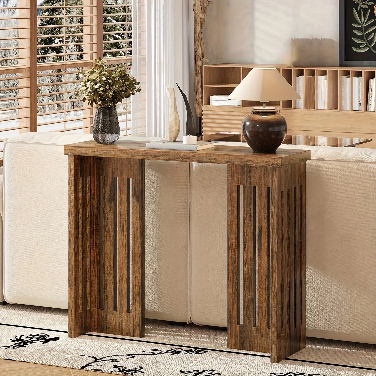 Modern Farmhouse Slim Console Table, 39 Inch Narrow Sofa Table, Living Room Table with Sturdy MDF Frame - Versatile Entryway Storage for Halls, Small Spaces and Behind Sectional Sofas House Of Avana