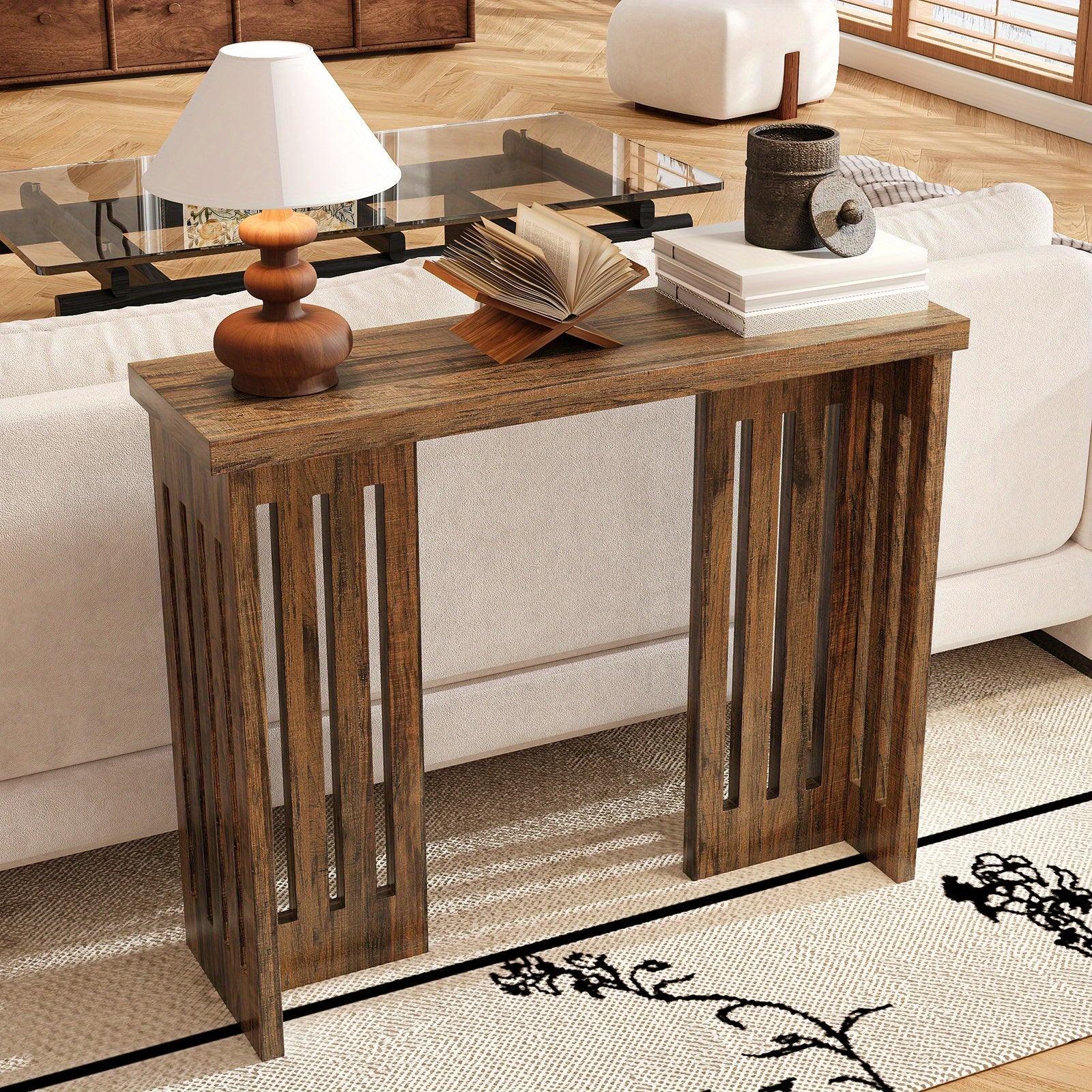 Modern Farmhouse Slim Console Table, 39 Inch Narrow Sofa Table, Living Room Table with Sturdy MDF Frame - Versatile Entryway Storage for Halls, Small Spaces and Behind Sectional Sofas House Of Avana