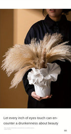 White ceramic floral vase, elegant design, easy-clean surface - House of Avana