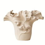 White ceramic floral vase, elegant design, easy-clean surface - House of Avana