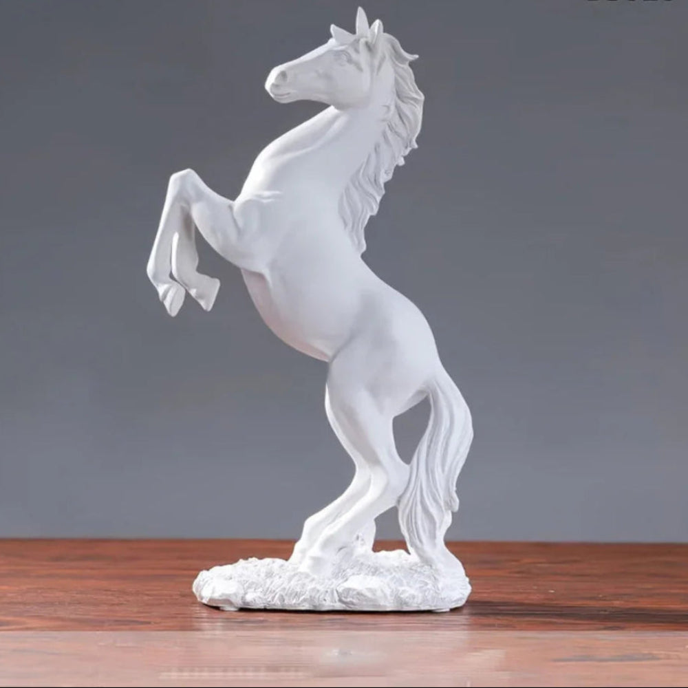 Metallic silver flying horse statue, intricately designed wings, modern décor - House of Avana