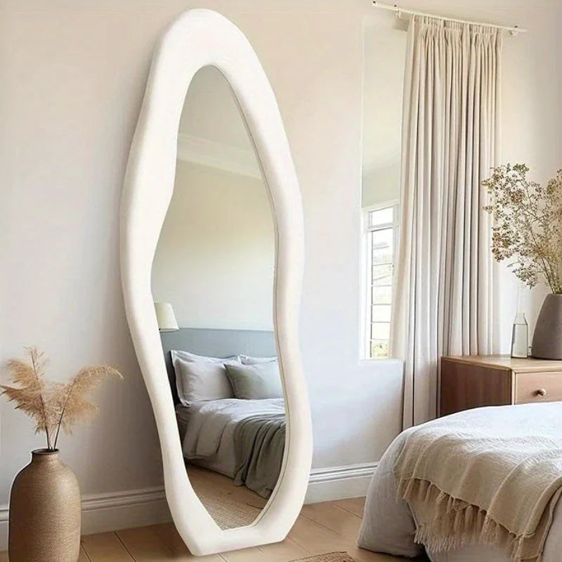 Modern Full-Length Mirror - Extra Tall 160x60cm (5'3") Floor or Wall Mirror with Flannel-Wrapped Wooden Frame, Space-Saving Design for Living Room, Bedroom, Bathroom, Entryway - No Electrical Needed, Easy Installation with Mo House Of Avana