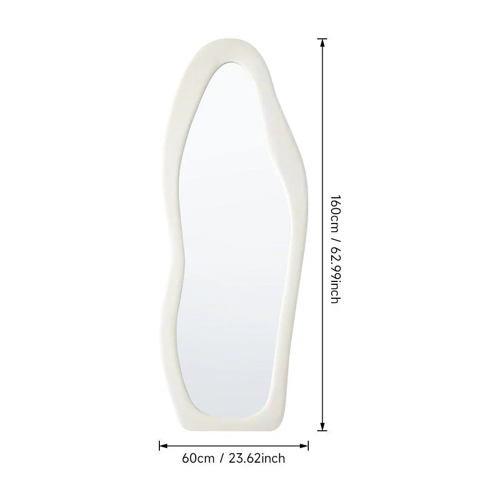 Modern Full-Length Mirror - Extra Tall 160x60cm (5'3") Floor or Wall Mirror with Flannel-Wrapped Wooden Frame, Space-Saving Design for Living Room, Bedroom, Bathroom, Entryway - No Electrical Needed, Easy Installation with Mo House Of Avana