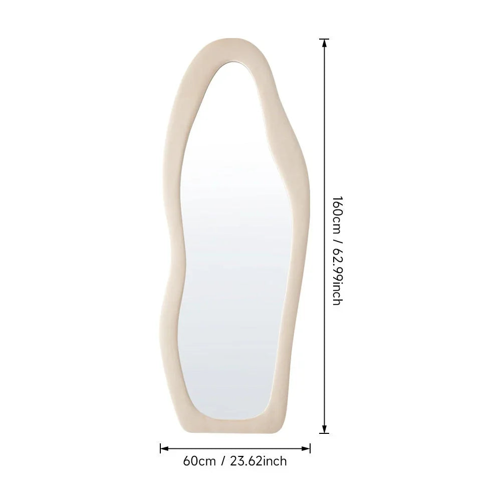 Modern Full-Length Mirror - Extra Tall 160x60cm (5'3") Floor or Wall Mirror with Flannel-Wrapped Wooden Frame, Space-Saving Design for Living Room, Bedroom, Bathroom, Entryway - No Electrical Needed, Easy Installation with Mo House Of Avana