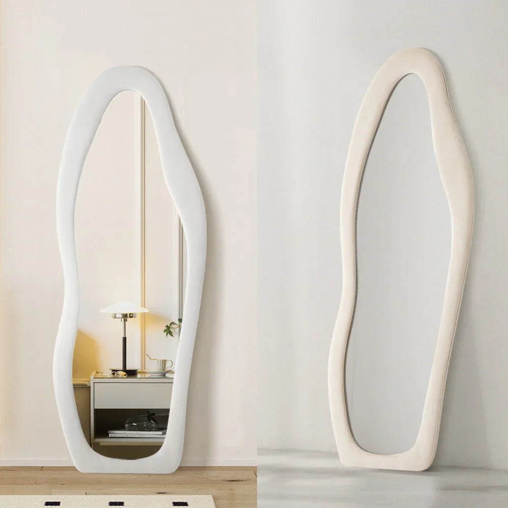 Modern Full-Length Mirror - Extra Tall 160x60cm (5'3") Floor or Wall Mirror with Flannel-Wrapped Wooden Frame, Space-Saving Design for Living Room, Bedroom, Bathroom, Entryway - No Electrical Needed, Easy Installation with Mo House Of Avana