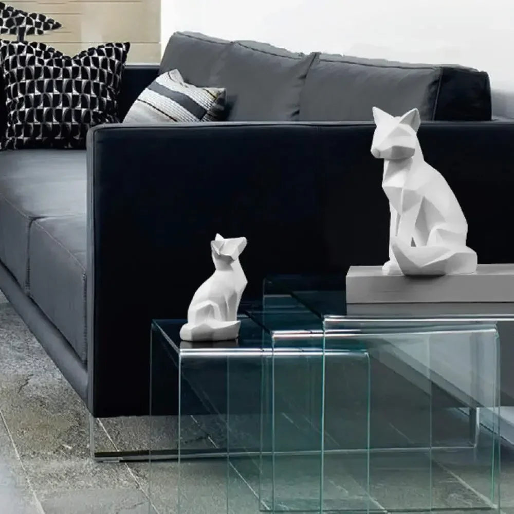 Modern Geometric Fox Sculpture Statue - House Of Avana