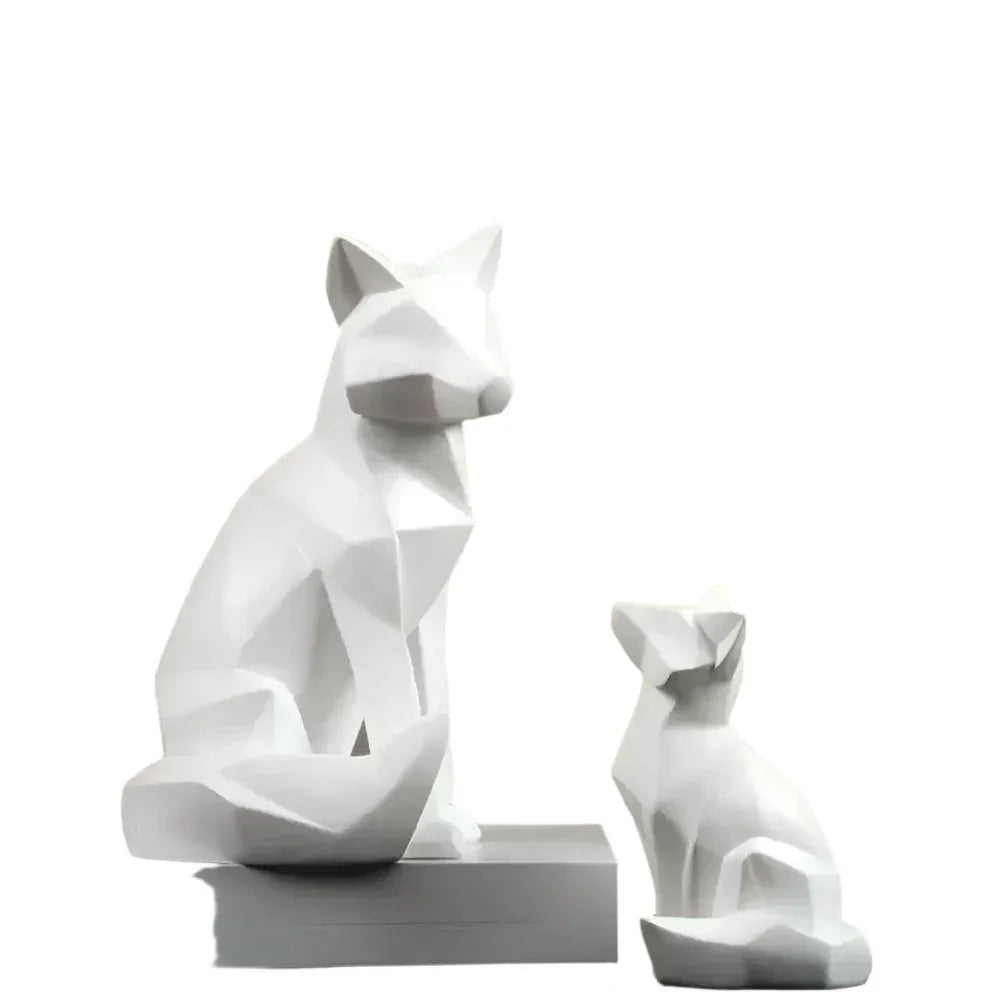 Modern Geometric Fox Sculpture Statue - House Of Avana