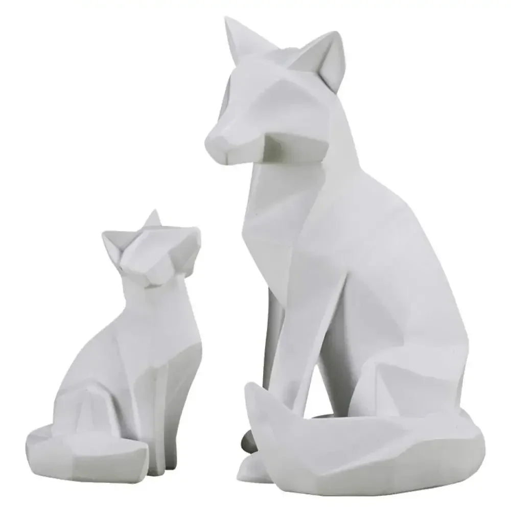 Modern Geometric Fox Sculpture Statue - House Of Avana