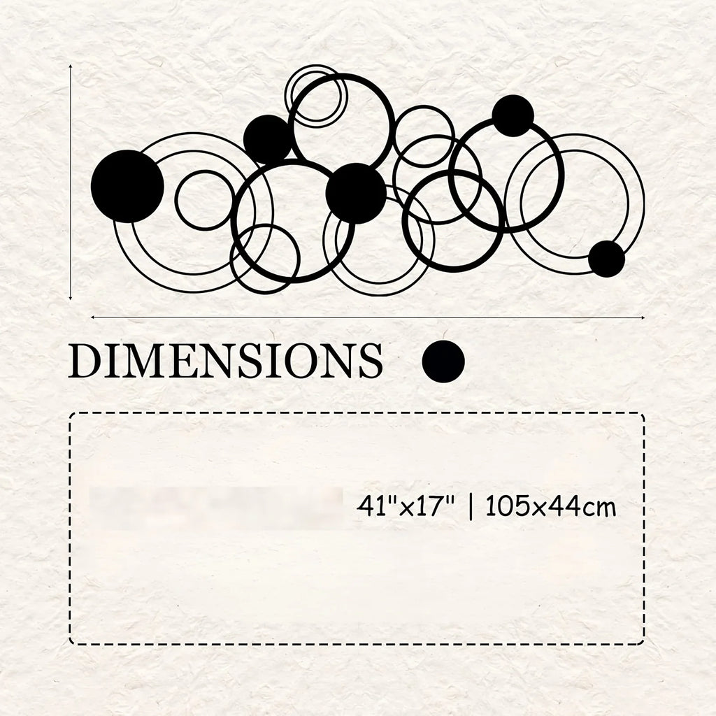 Modern metal wall art, black abstract circles design, geometric pattern - House of Avana