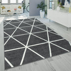 Modern Geometric Rug for Living-Room in Anthracite White RugYourHome